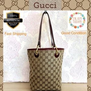 💯 Gucci shoulder bag small canvas leather eclipse